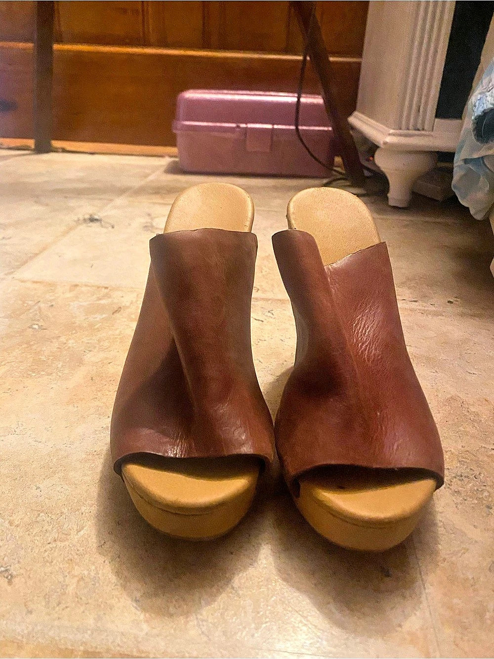 Brown Platform Mules